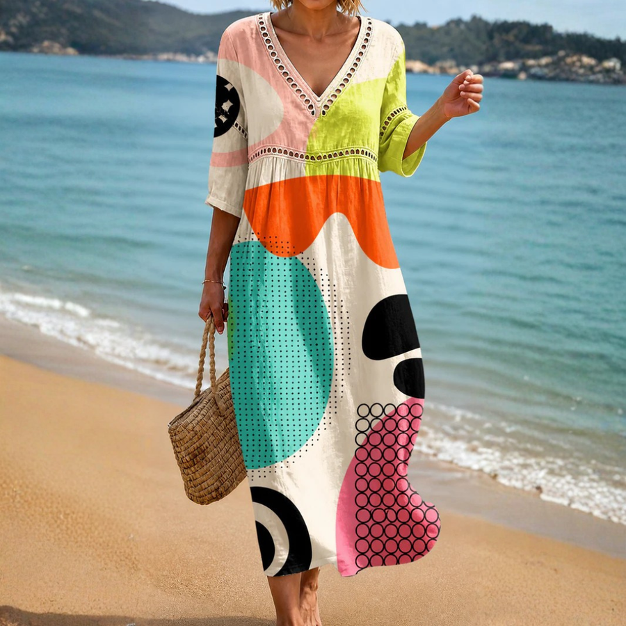 Colourful Abstract Print Beach Dress