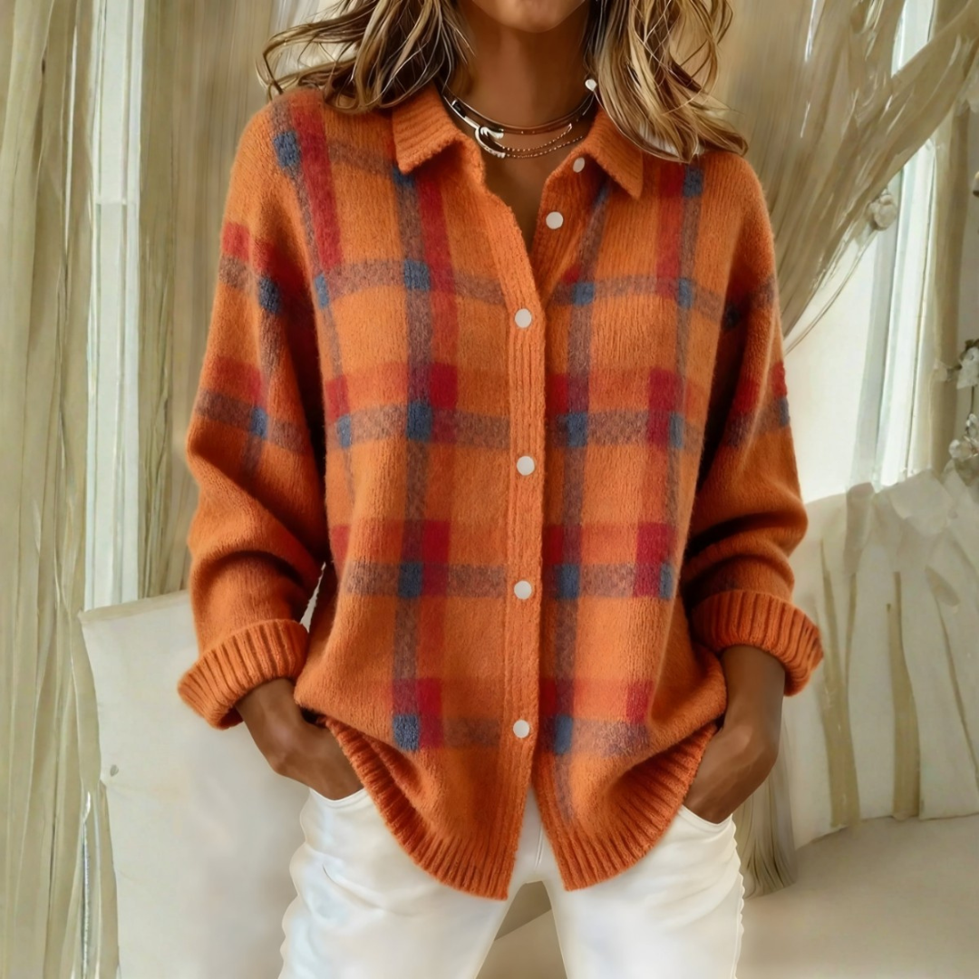 Olivia| Plaid Knit Cardigan