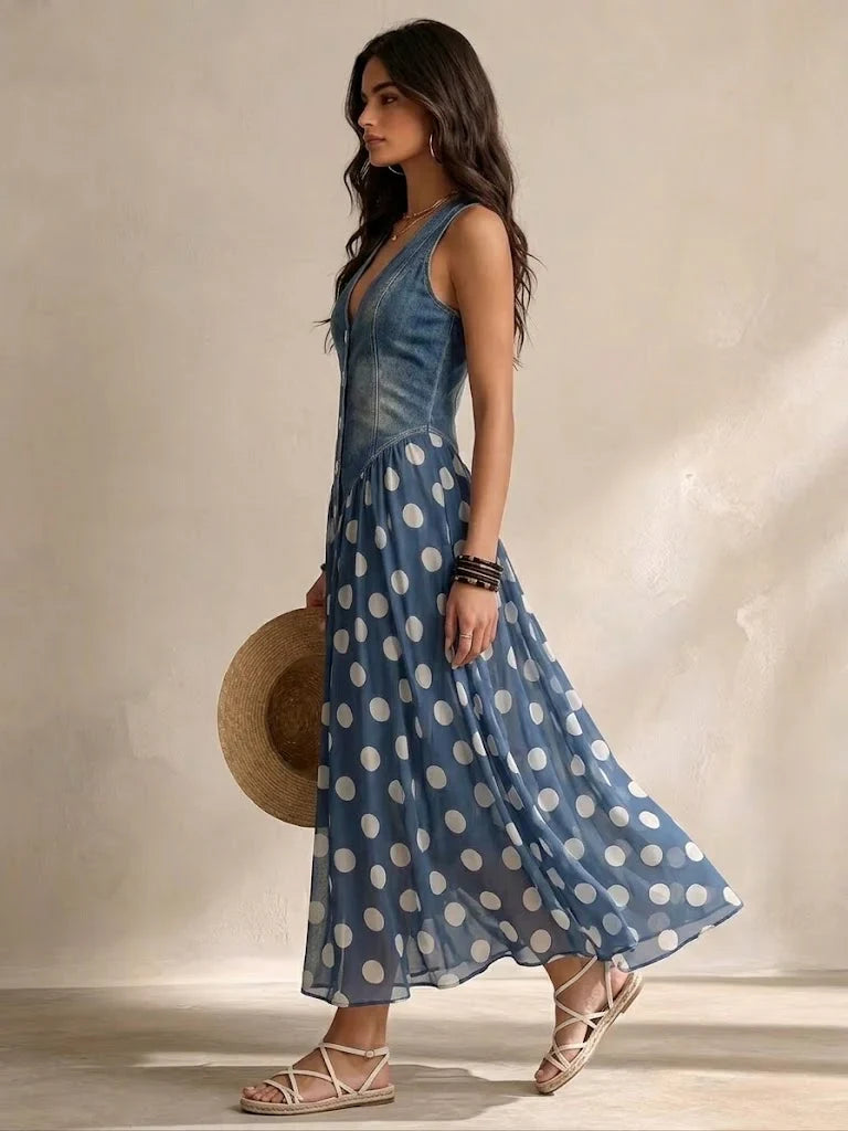 Bianca™ | Midi Chiffon Dress With Polka-Dot Pattern