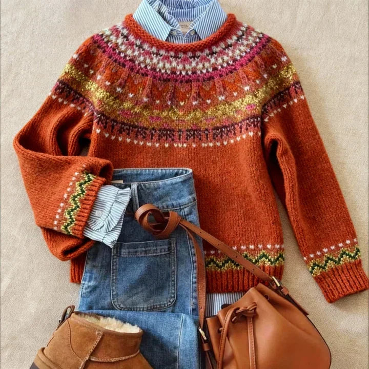 Simona | Deep Red Fair Isle Jumper