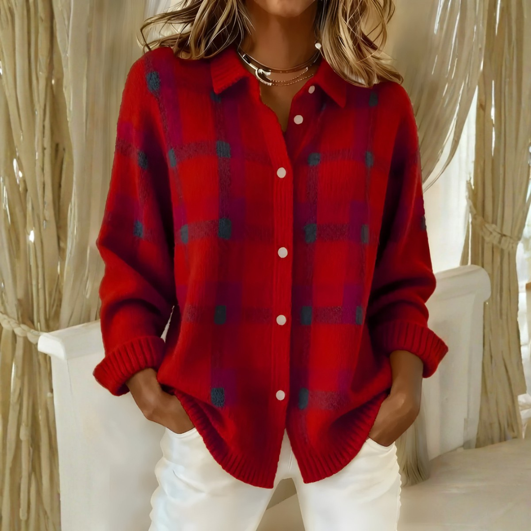 Emily | Plaid Knit Cardigan