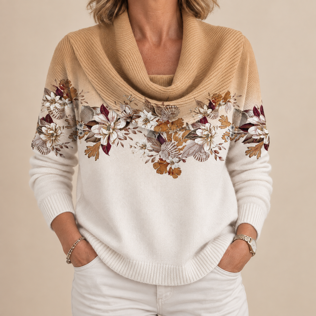 Alora | Flower Sweater with Soft Neckline