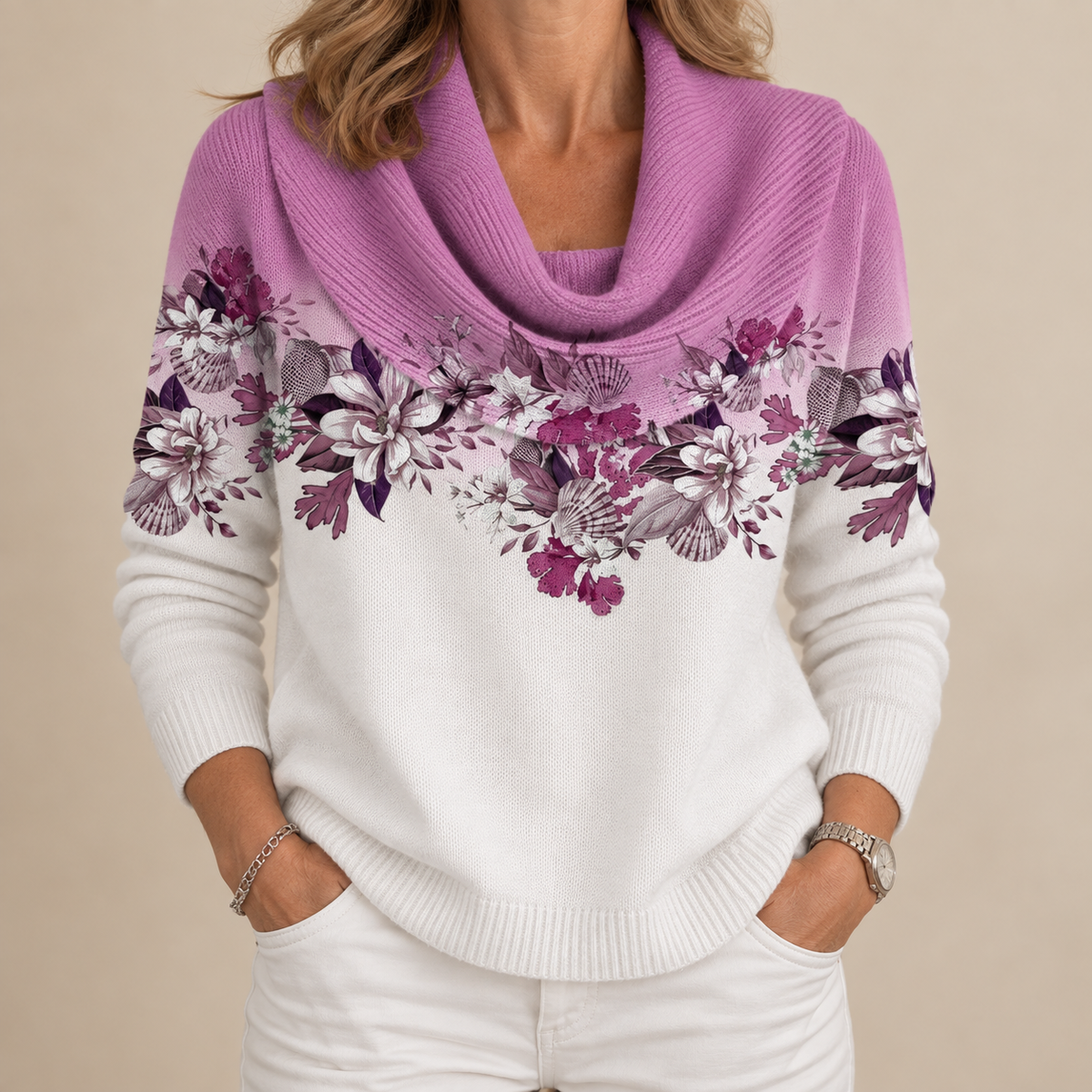 Alora | Flower Sweater with Soft Neckline