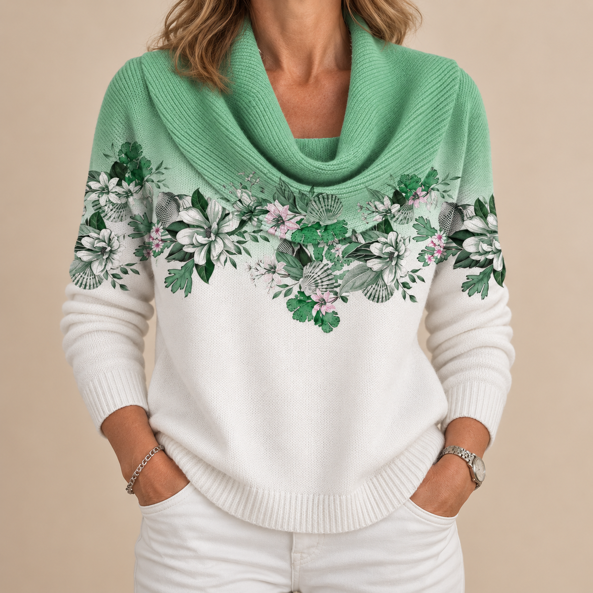Alora | Flower Sweater with Soft Neckline