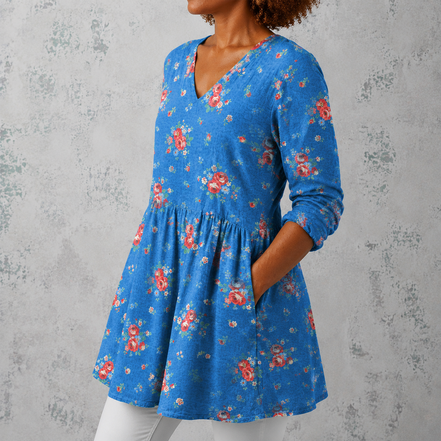 Melanie | Long Blouse with V-Neck
