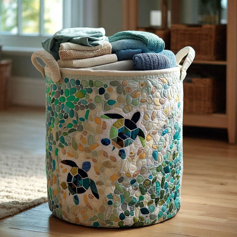 TURTLESHORE | QUILTED SEA TURTLE STORAGE BASKET