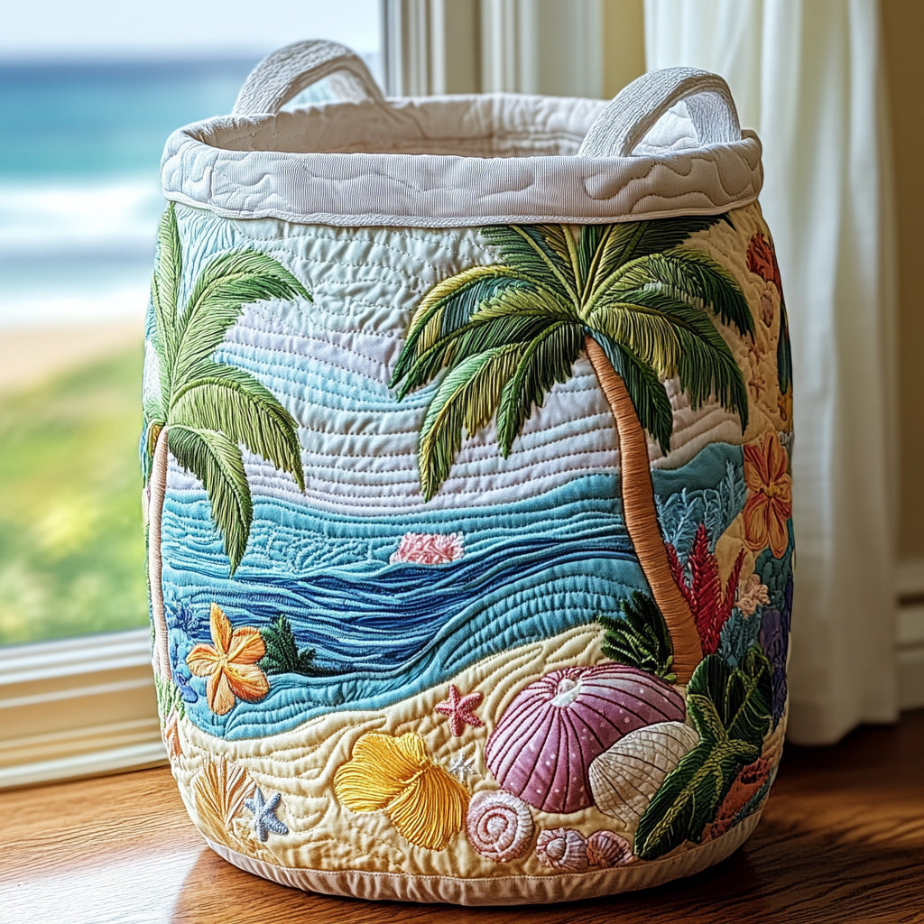 TROPICOVE | QUILTED TROPICAL BEACH STORAGE BASKET