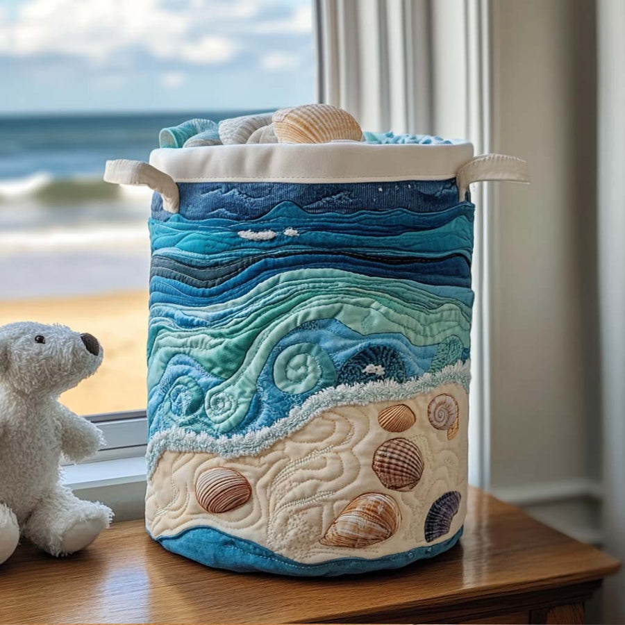 SEASHELLA | QUILTED COASTAL STORAGE BASKET