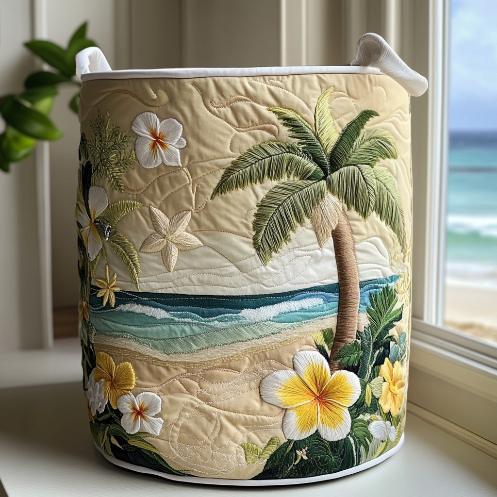 PALMORA | QUILTED TROPICAL BEACH STORAGE BASKET