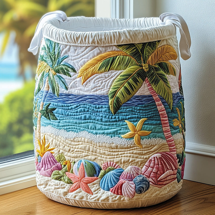 PALMSHELL | QUILTED COASTAL PARADISE STORAGE BASKET
