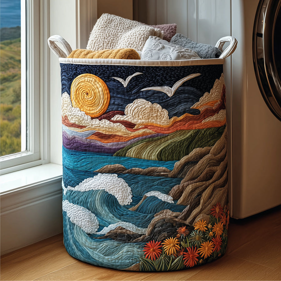 COASTERRA | QUILTED OCEAN SUNSET STORAGE BASKET