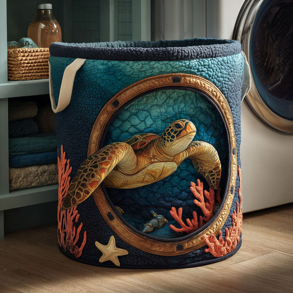 TURTLECOVE | QUILTED SEA TURTLE STORAGE BASKET