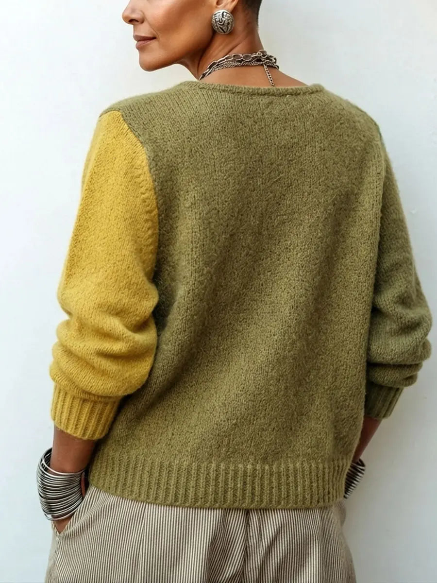 Artistic Cozy Asymmetric Color-block Knit Jumper